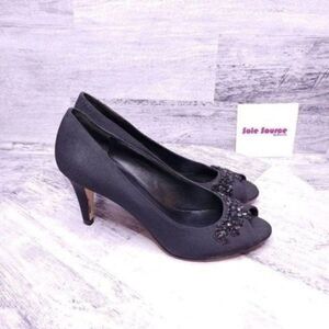 Banana Republic Jewel Fabric Peep Toe Dress Pump Black Women's sz 6.5